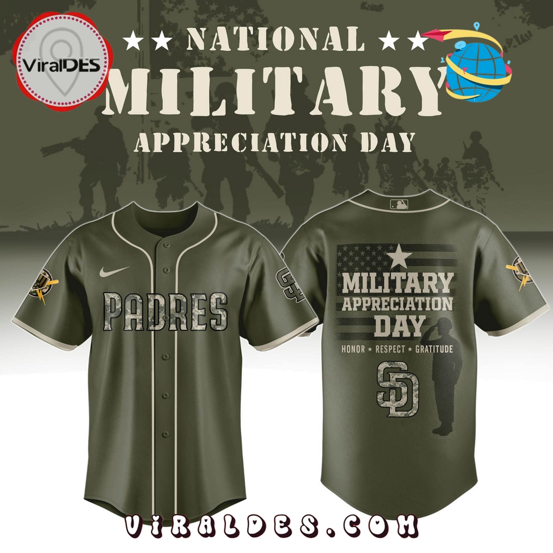 San Diego Padres MLB Military Appreciation Day Baseball Jersey